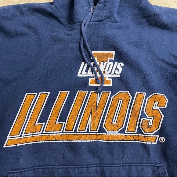 VINTAGE Fighting Illini Sweater Mens Large Blue Orange Hoodie Sweatshirt College - Picture 4 of 8
